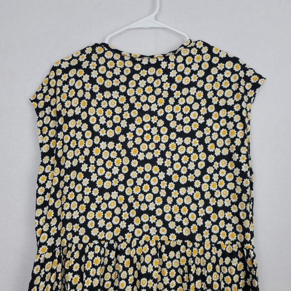 Boden Yellow Black Floral Midi Slip on Dress 100% cotton 14 Long - Picture 10 of 11